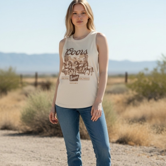 Coors Tops - Coors Cream Graphic Muscle Tank Top